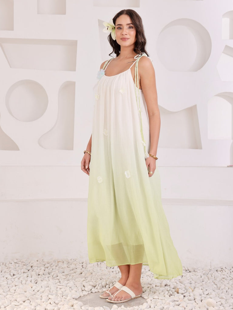 Flower On Ombre Summer Dress