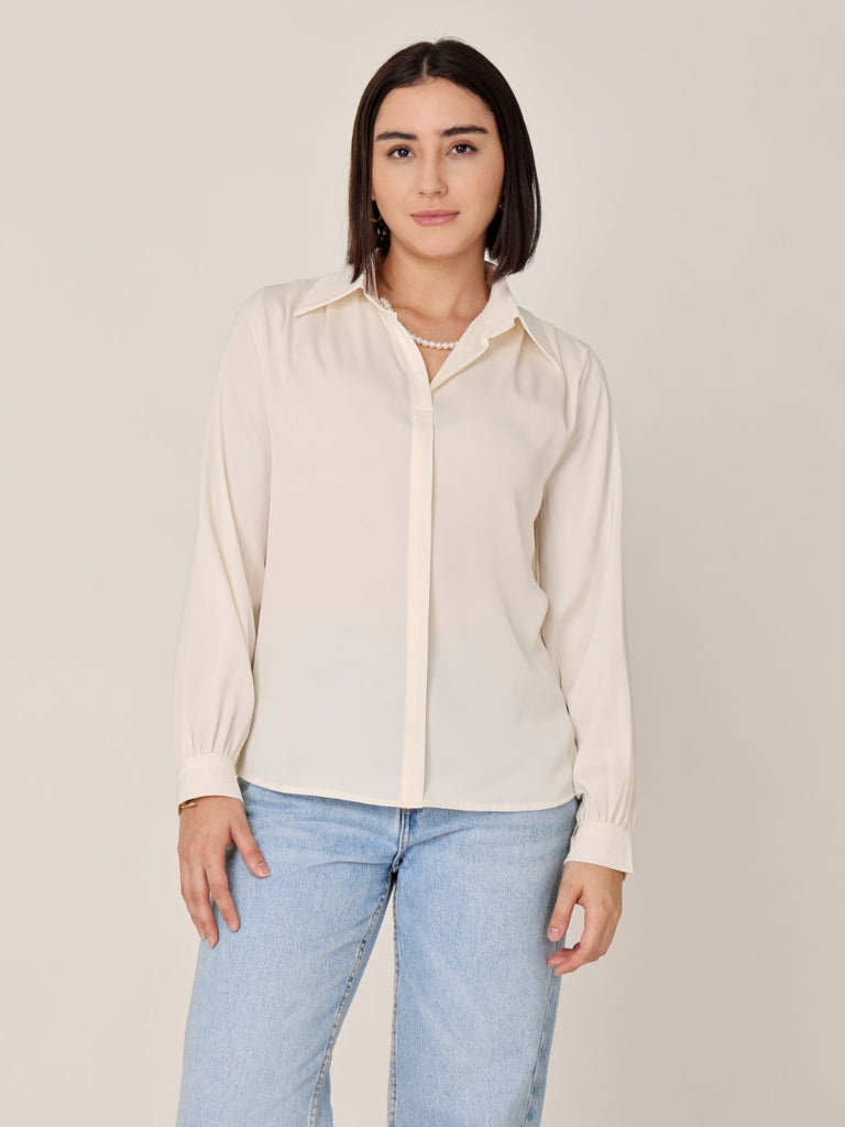 Satin Shirt with Pearl String