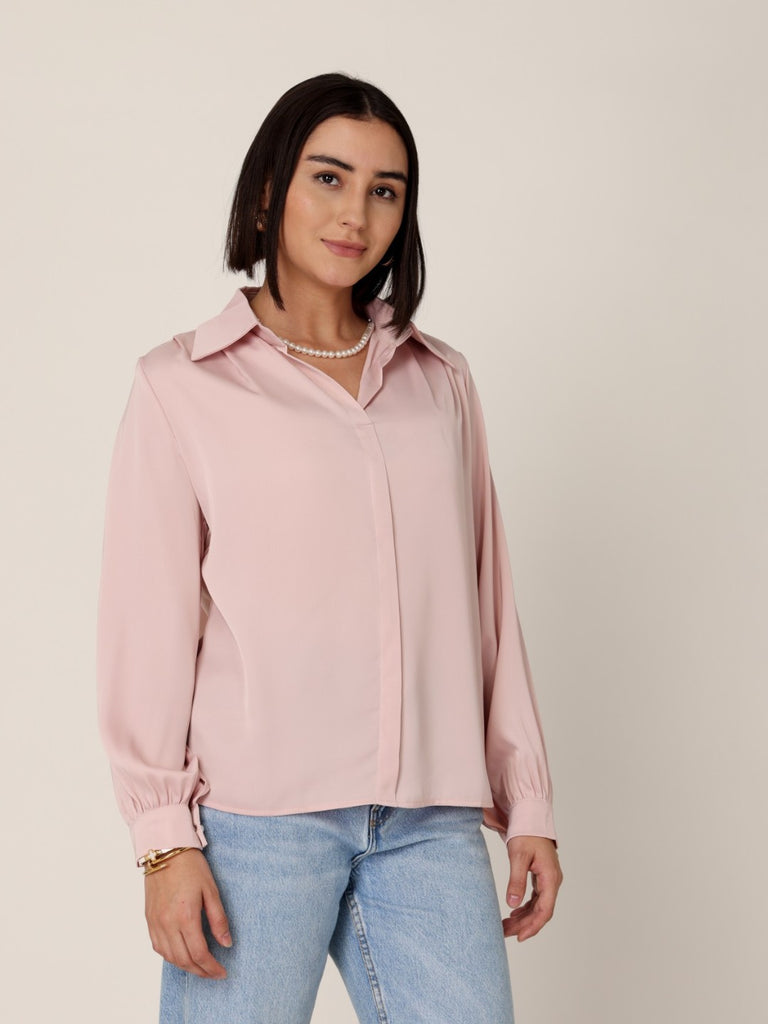 Satin Shirt with Pearl String