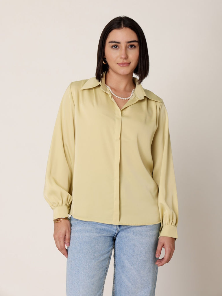 Satin Shirt with Pearl String