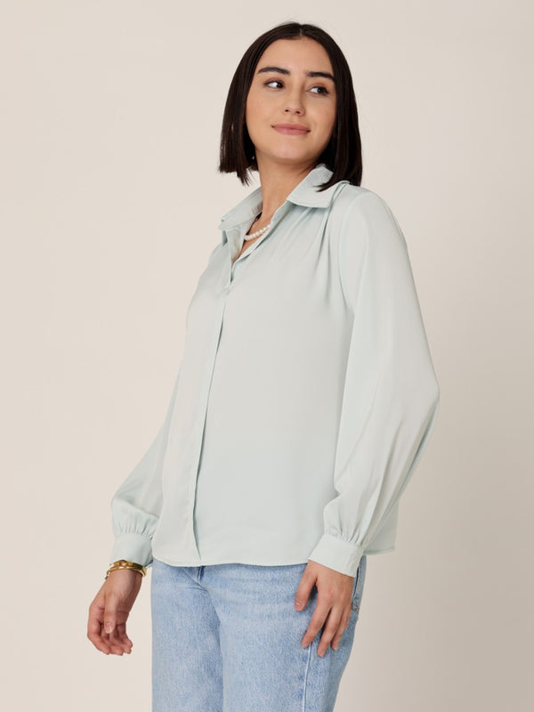 Satin Shirt with Pearl String