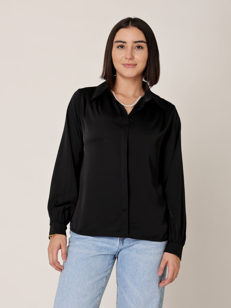 Satin Shirt with Pearl String