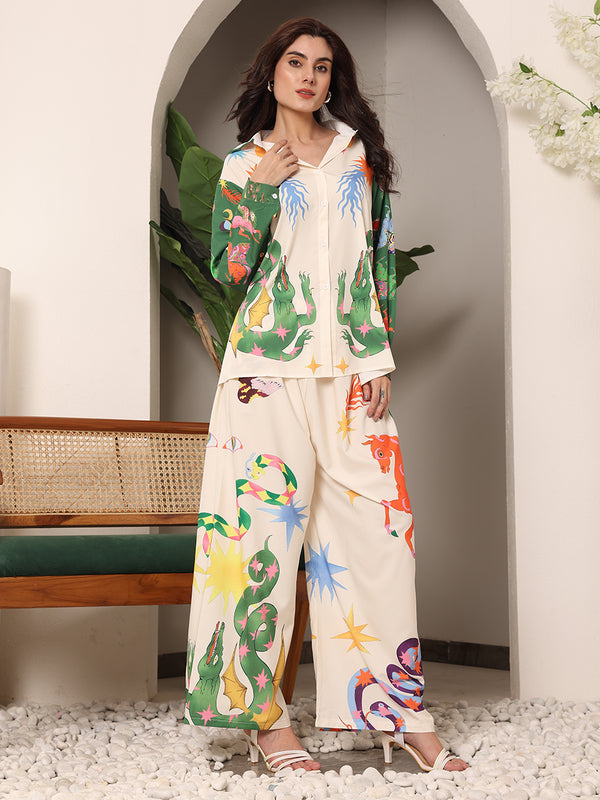Reptile Dysfunctional Art Printed Pant Cordset