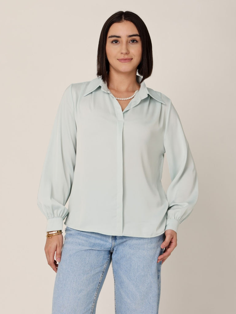 Satin Shirt with Pearl String