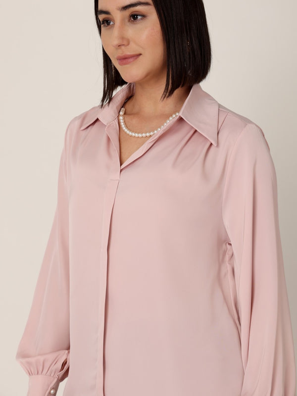 Satin Shirt with Pearl String