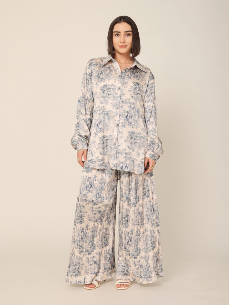 Printed Shirt & Pleated Pants