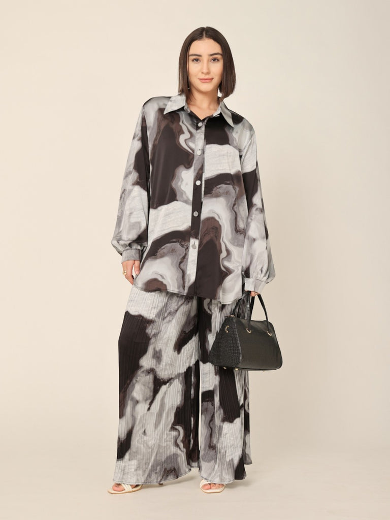 Printed Shirt & Pleated Pants