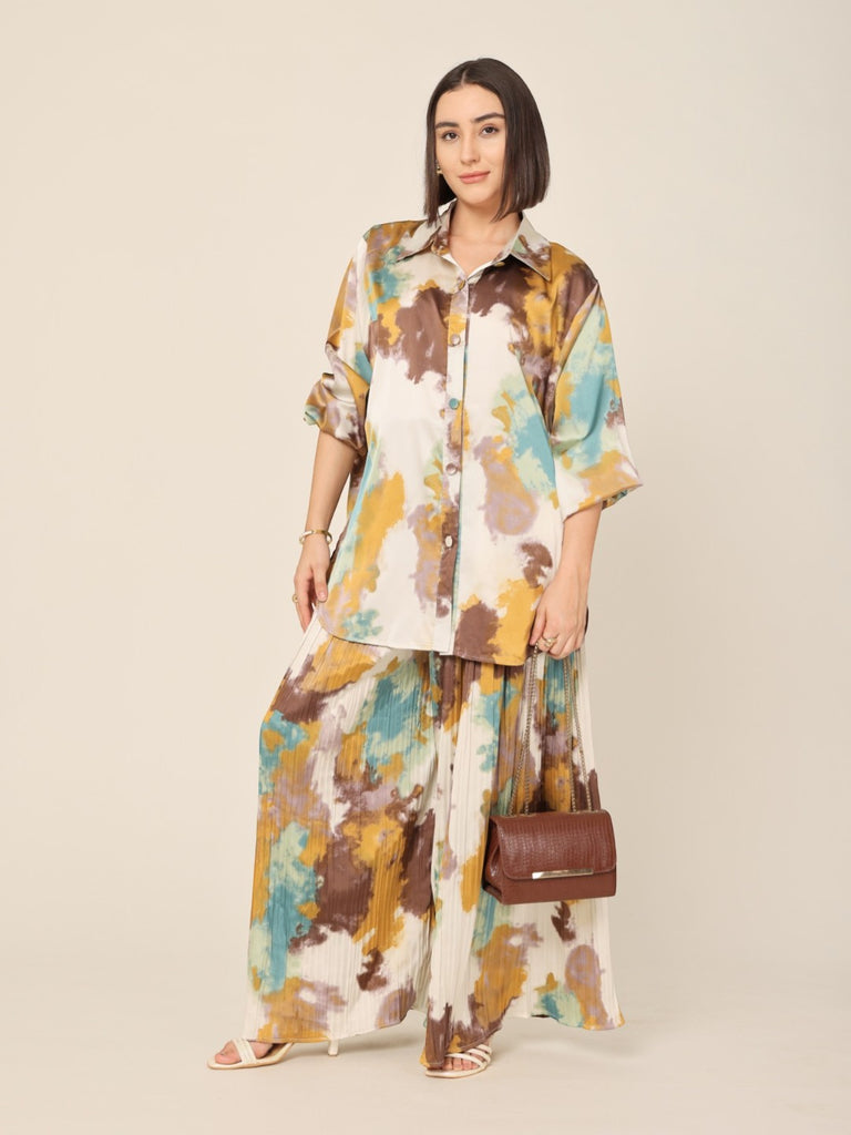 Printed Shirt & Pleated Pants