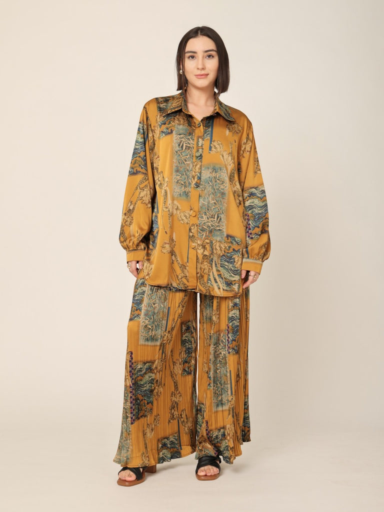 Printed Shirt & Pleated Pants