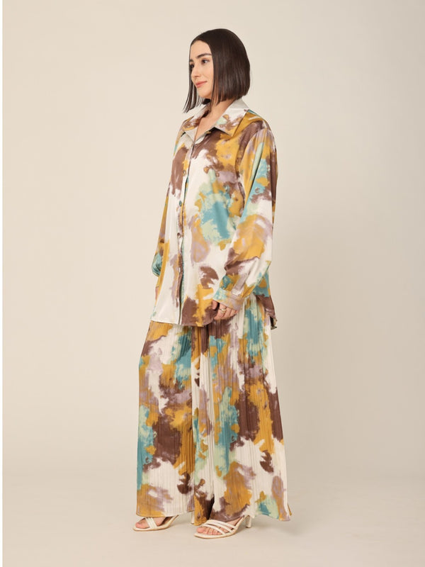 Printed Shirt & Pleated Pants
