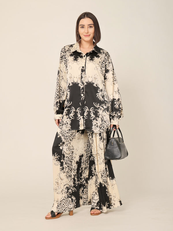 Printed Shirt & Pleated Pants