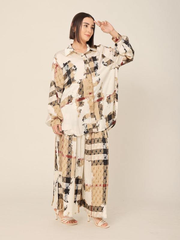 Printed Shirt & Pleated Pants