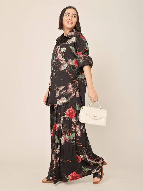 Printed Shirt & Pleated Pants