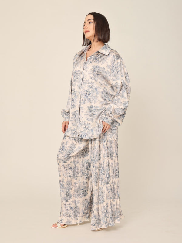 Printed Shirt & Pleated Pants