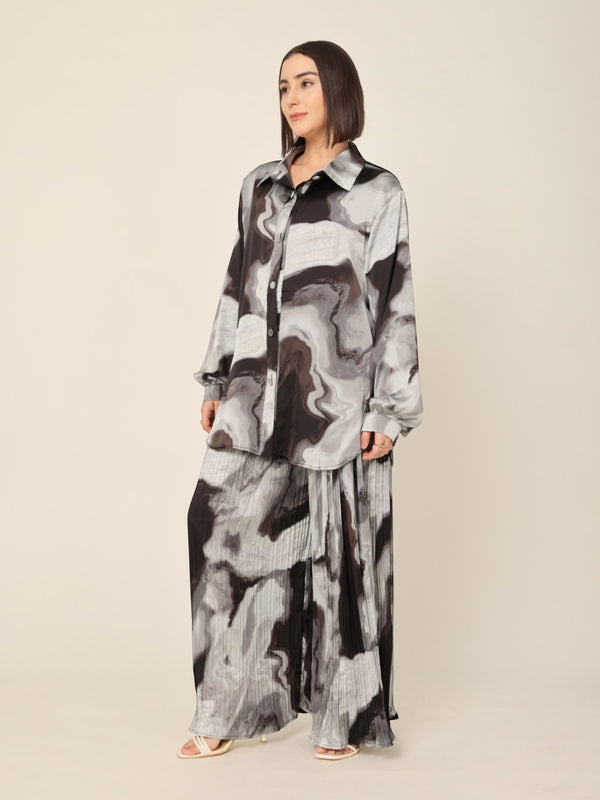 Printed Shirt & Pleated Pants
