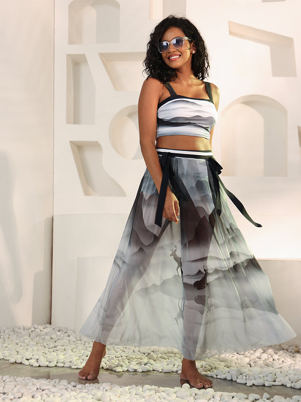 Tie & Dye Printed Swim Cover Up Set