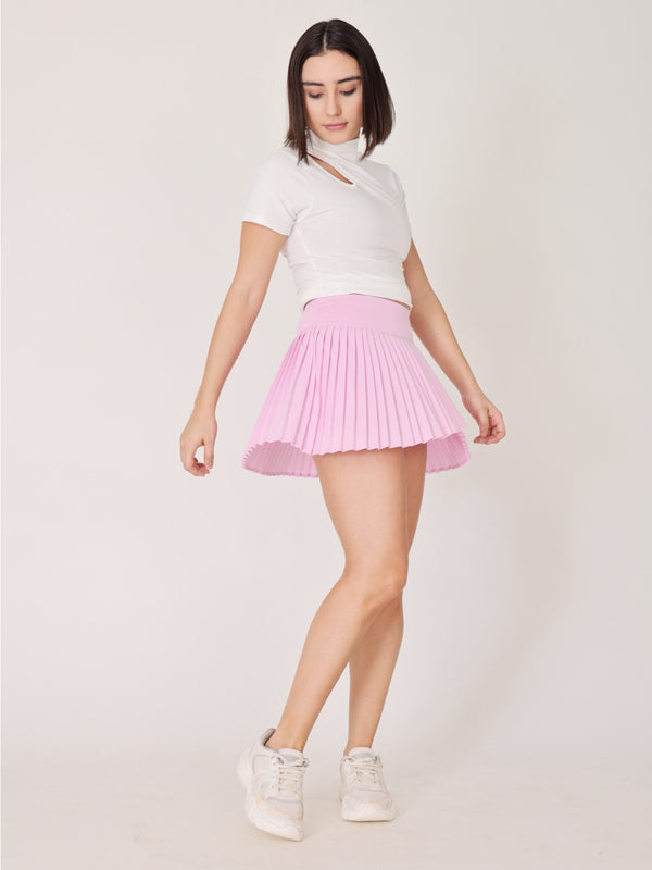 Pleated Mid Rise Mini Skorts